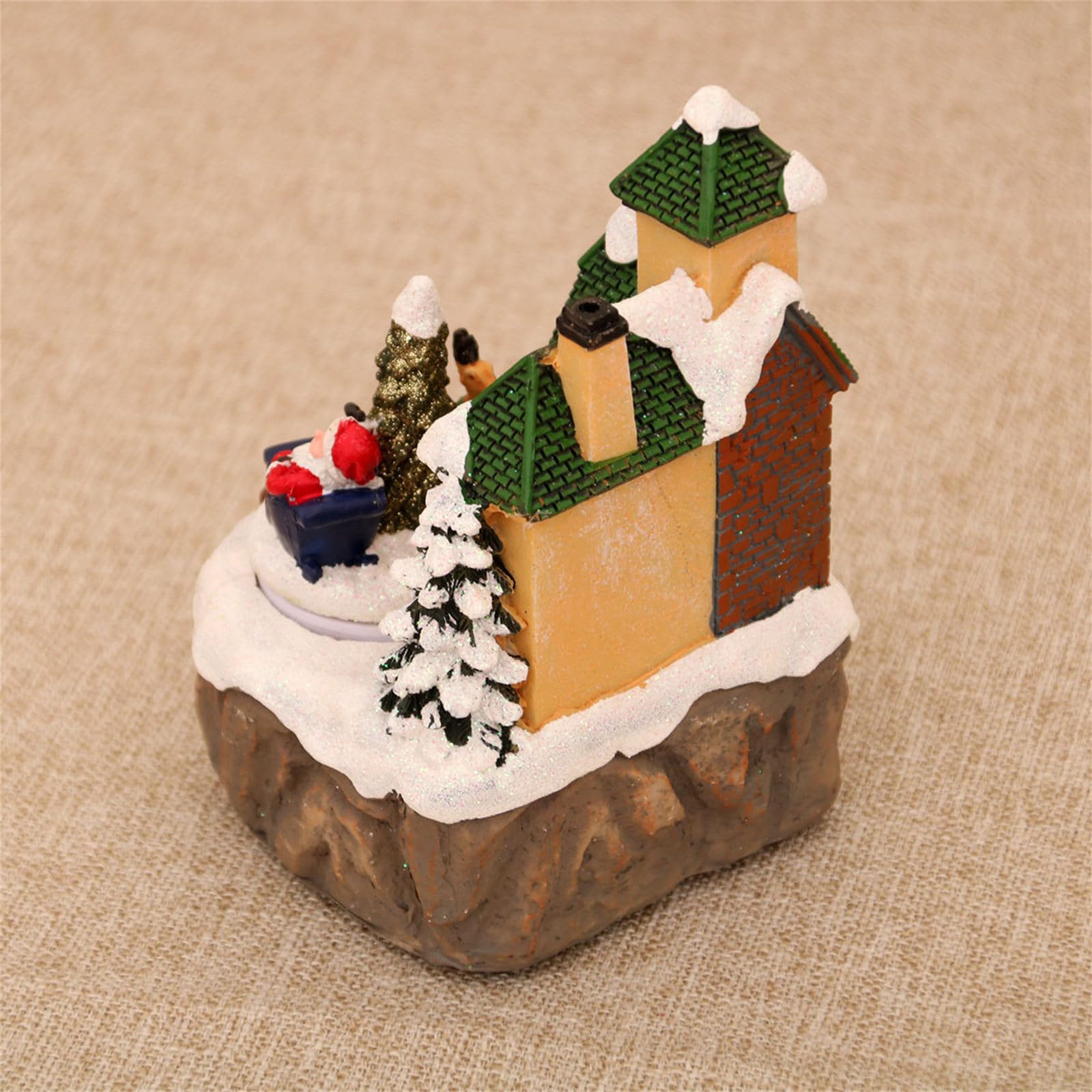 Weihnachtshütten Spieluhr mit rotierendem Weihnachtsmann, Weihnachts Spieluhr, Heimdekoration für, Männer, Frauen, Geschenk, Gebäudedekoration