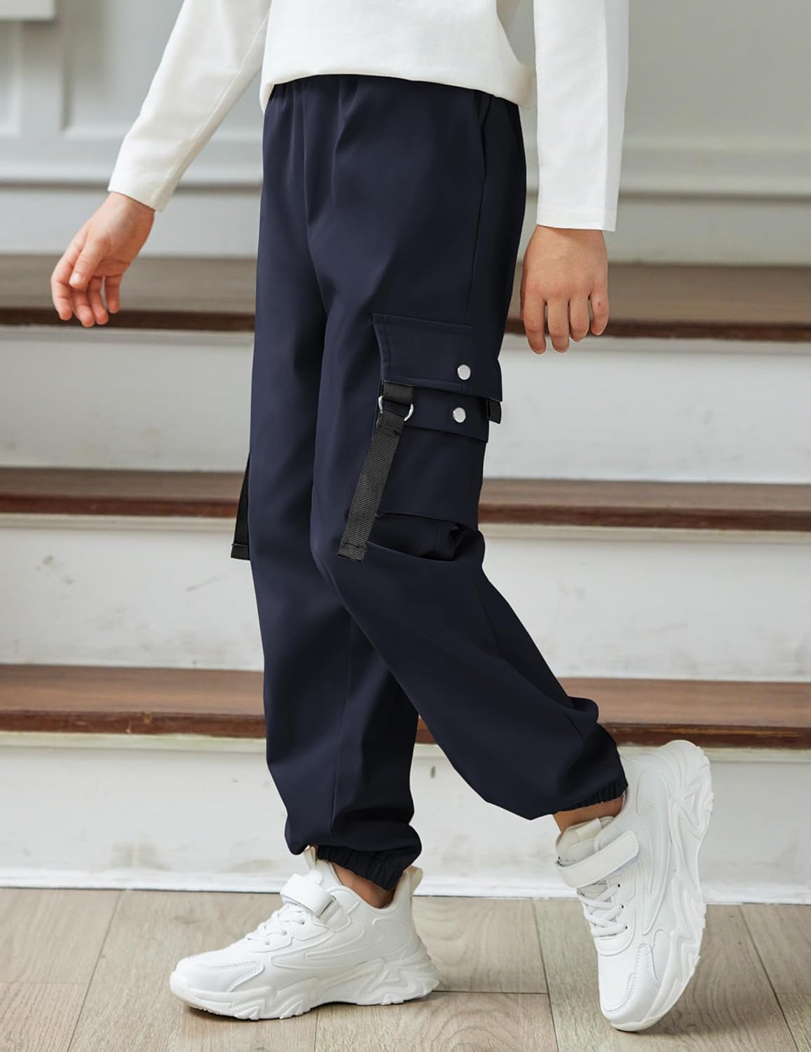 Arshiner Boys Cargo Joggers Pants Kids Elastic Waist Casual Pants Lightweight School Pants with 4 Pockets 5-12 Years - Image 2