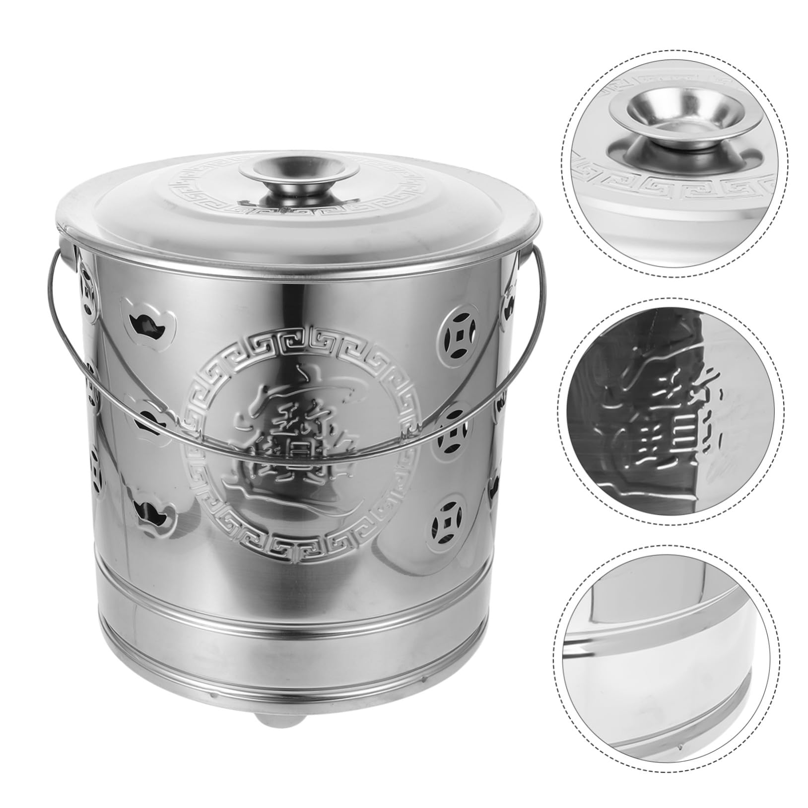 PLAFOPE Cubo Calor Incinerador Resistente Dinero de Acero Inoxidable de al Ligero, para Jardín y Ceremonias, Uso Doméstico