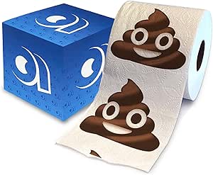 Printed TP Poop Face Emotion Printed Toilet Paper Gag Gift – Funny Toilet Paper Roll For Prank, Surprise, Bathroom Decor, Novelty Gift For Men, Women, Friends, Family, Birthday Party – 500 Sheets