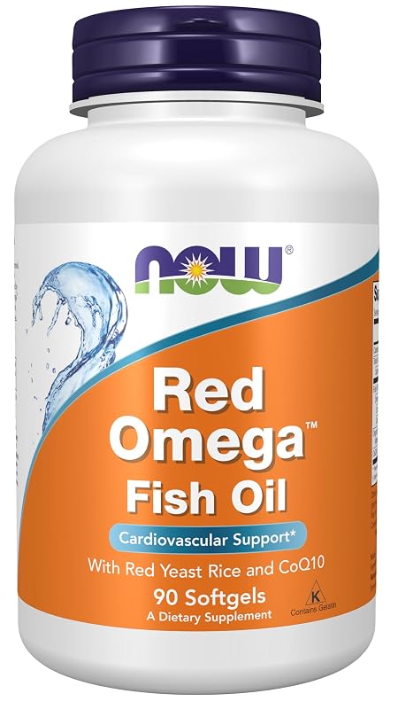 NOW Suplemento de Arroz Vermelho Fermentado com CoQ10 e Ômega-3 de óleo de peixe, 90 cápsulas gelatinosas