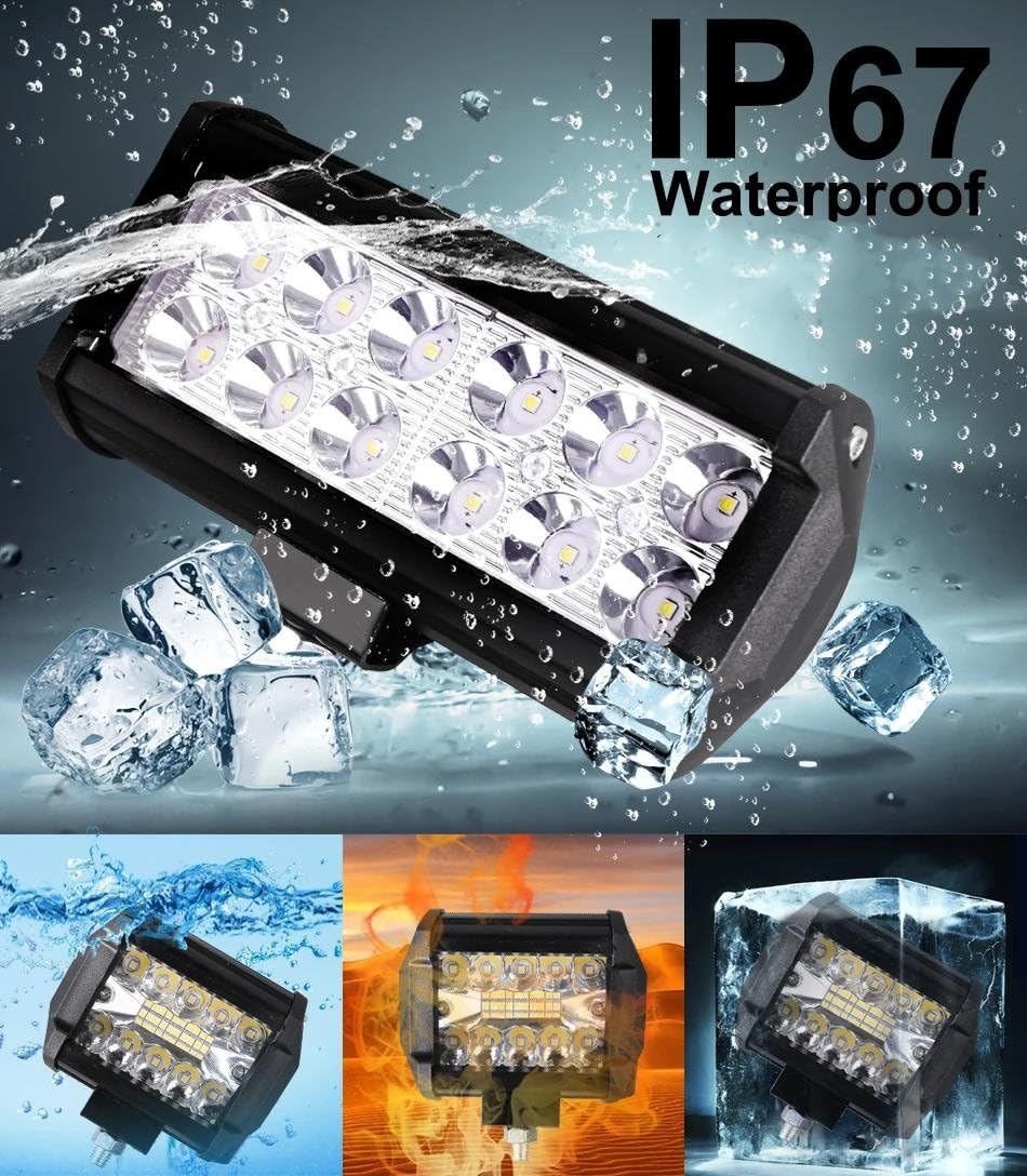 Genérico Cubiertaconjunto Faro Coche Luz Trabajo Para Coche LED Todoterreno Focos 4x4 Lámpara Antiniebla Faro Diodo SUV ATV Tractor Barco Camiones 12V Y 24V Carcasa Lámpara Coche(144W 2PCS)