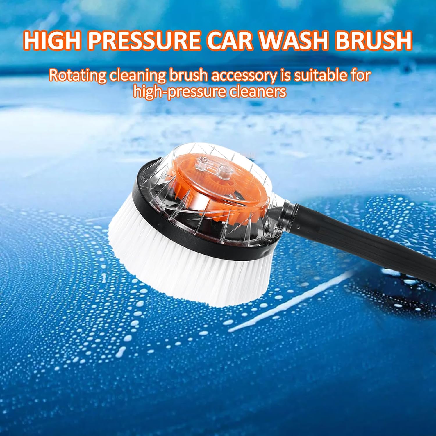 Rotating Wash Brush, High Pressure Washer Accessories, Universal Quick Connector, Car Home Office Deck Decking Cleaning Tool