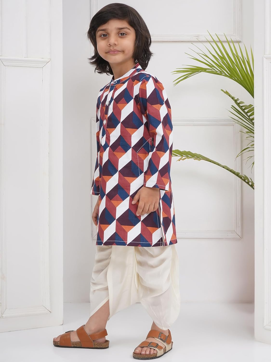Sethukrishna Boys Cotton Popline Printed Kurta DhotiPant Set. (BK105BD53 TO 108)