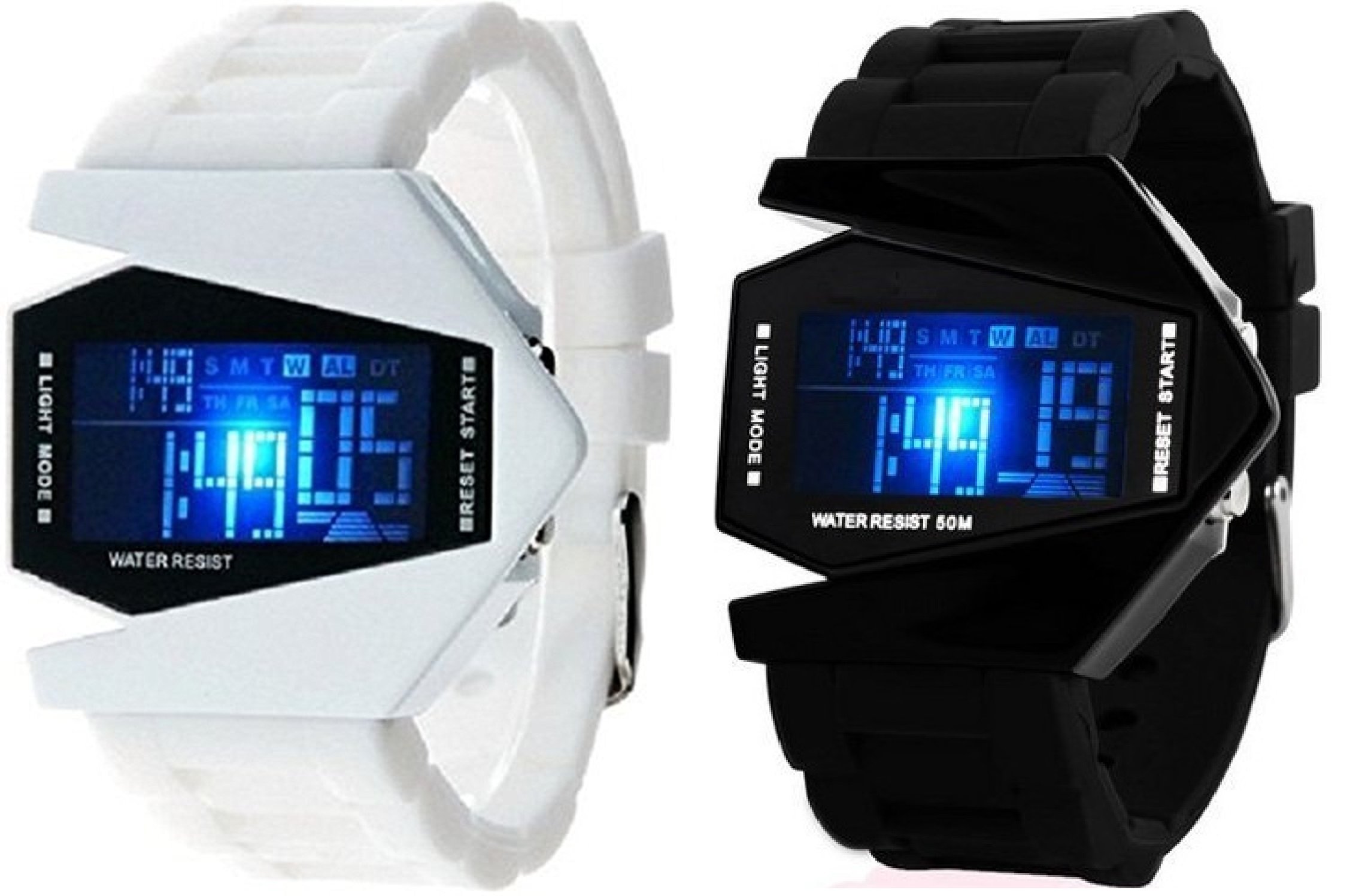LEMONADE - Pack of 2 - Multifunction White & Black LED Aircraft Model Wrist Watch with Light - Digital Watch with Metal Case for Men, Boys (B06XZ44BVD) Amazon Price History, Amazon Price Tracker