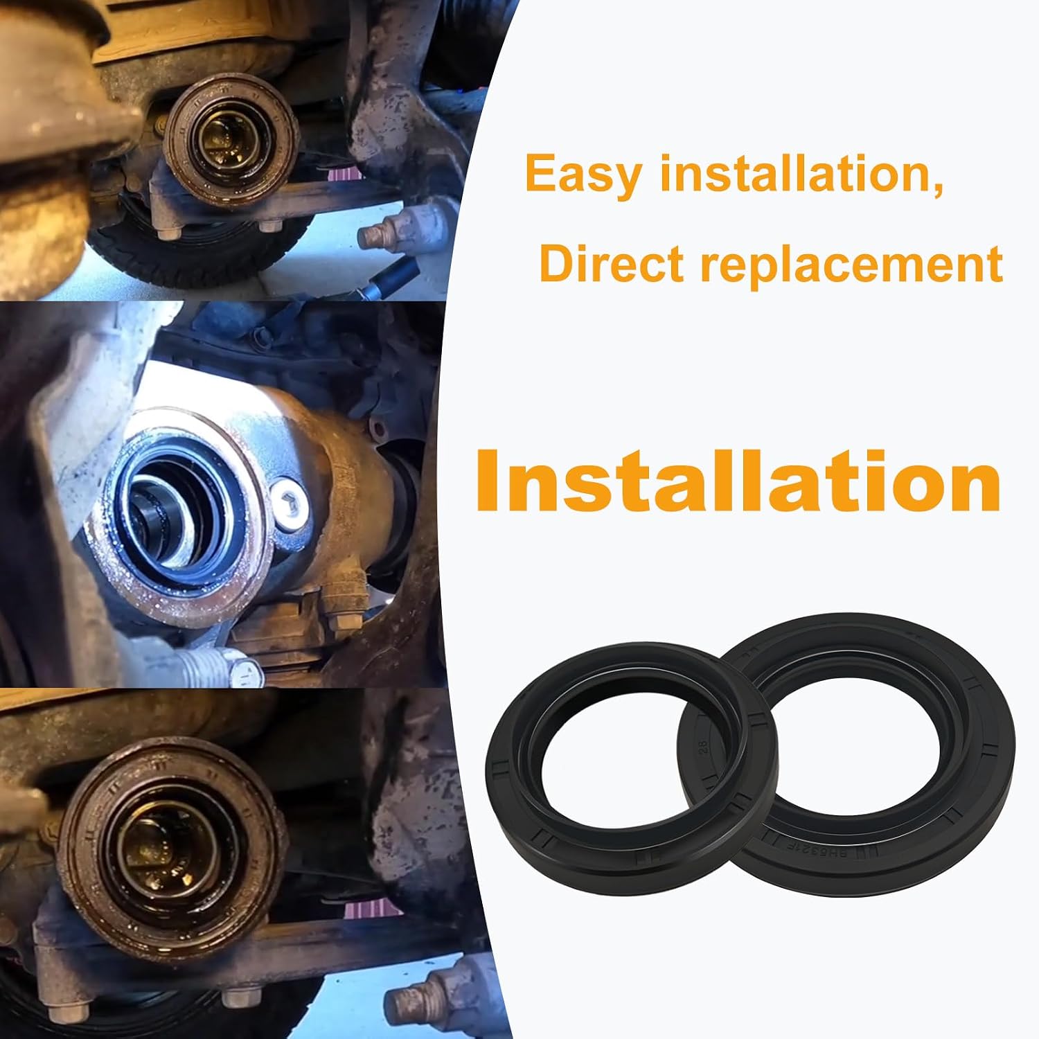 2Pcs Differential Carrier Front Seal Front CV Axle Drive Shaft Oil Seal Set Drive Axle Shaft Seal Compatible with Toyota 4runner Tundra Lexus Gx460 Lx470 Replace# 90311-47027 90311-47013
