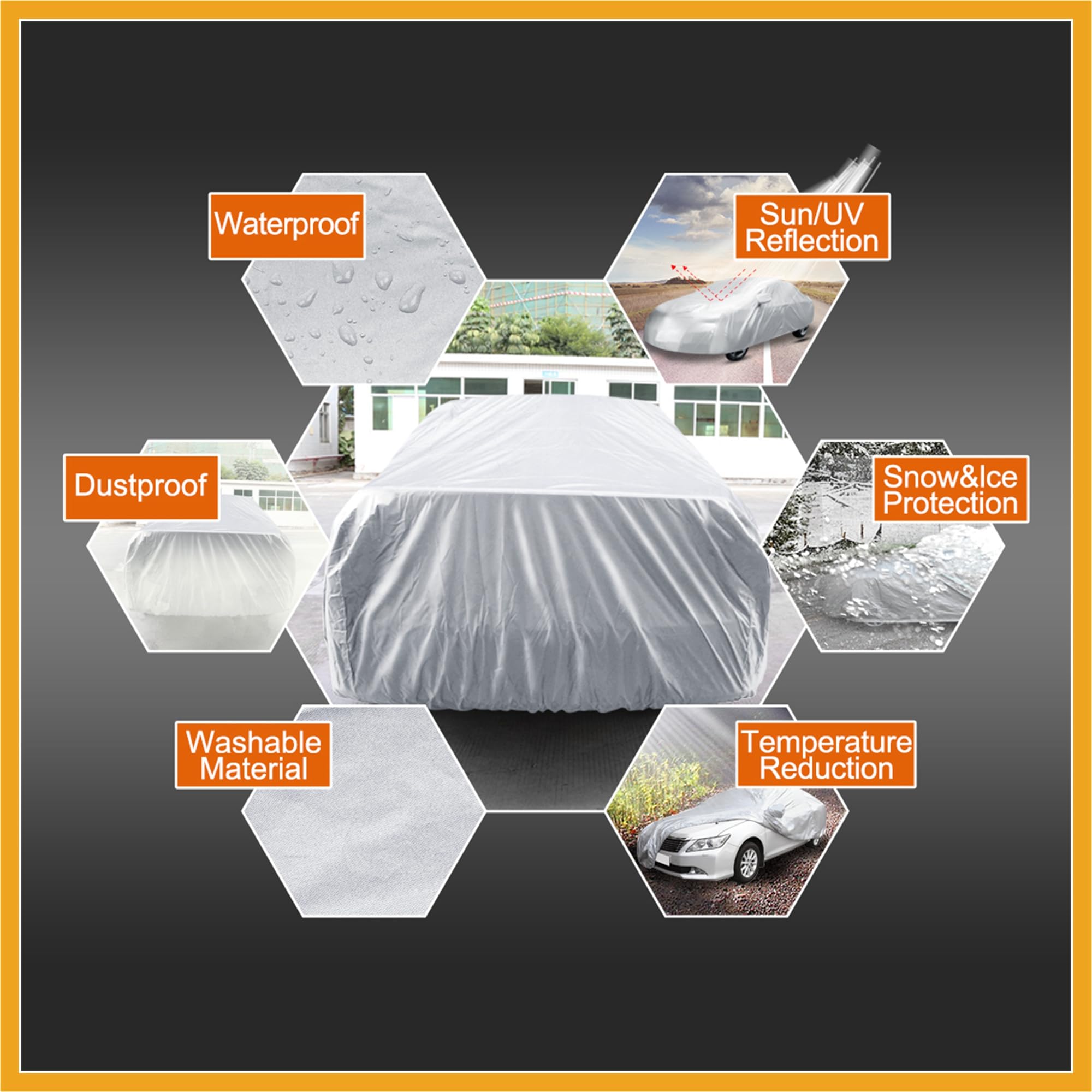 Partuto 3L Waterproof Full Car Cover UV Rain Resistant Protection 4 75M 1pcs Replacement — view 5
