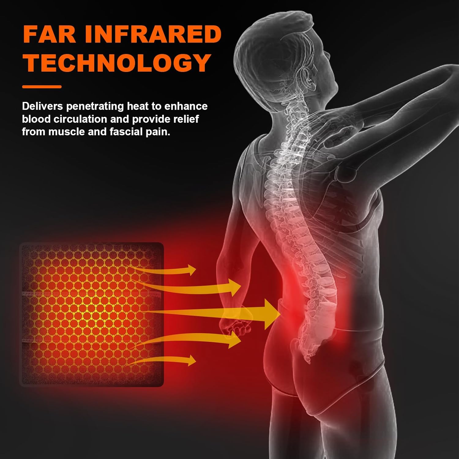 Remo Cordless Heating Pad for Back Pain Relief, Portable Heating Pad for Lower Back, Extended to 60 Inches, Wearable Heating Pads for Cramps with 3 Heat, 30mins Auto-Off, Birthday Gifts for Mom Dad