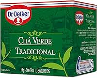 Dr. Oetker Chá Verde Tradicional, Bebida Quente de Simples Preparo, 10 Sachês
