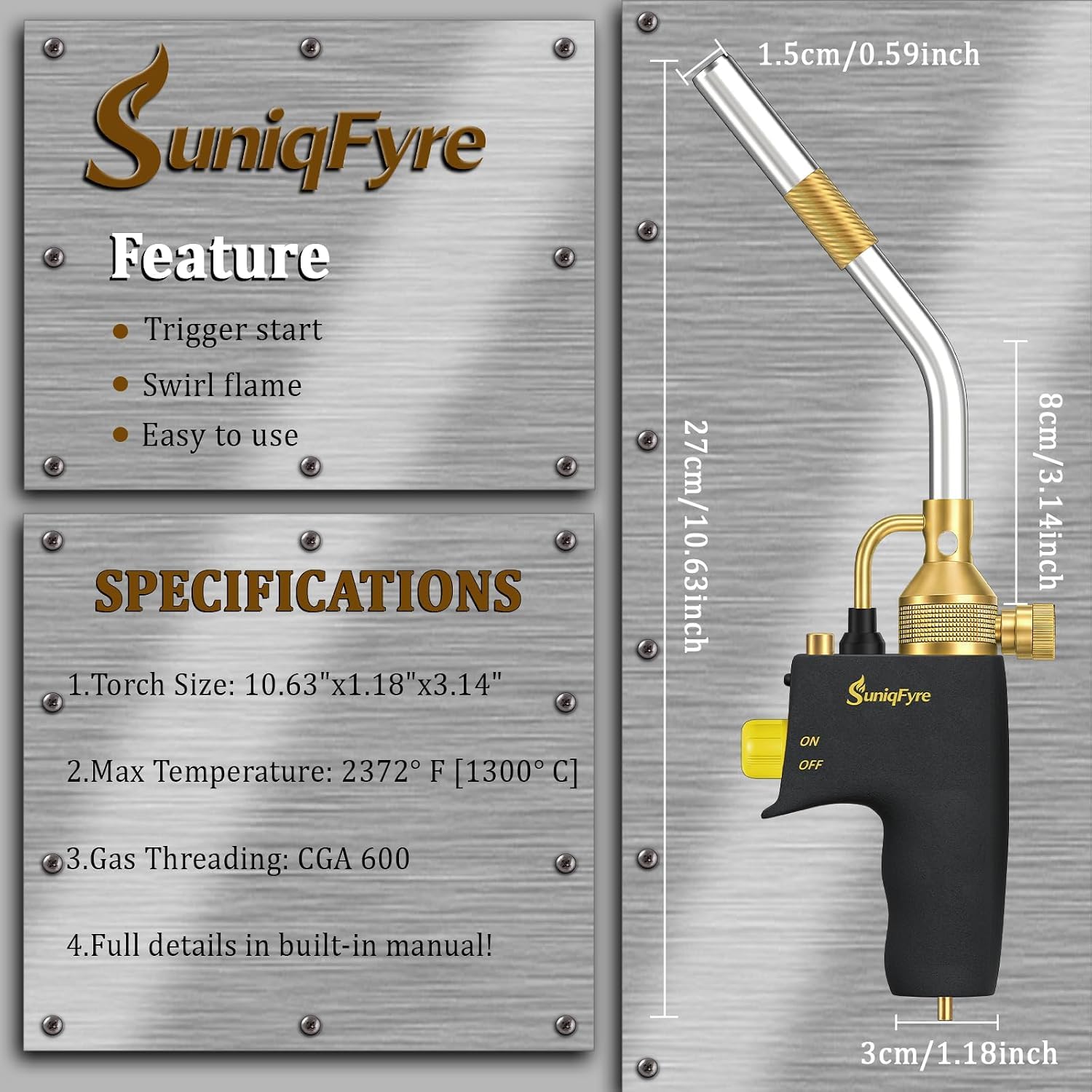Propane Torch Head, Upgraded 10,000 BTU, Built-in Regulator&Flame Lock, 360° All-Angle Burn Plumbing Torch Compatible with MAPP/MAP-Pro/Propane for Soldering, CSA Certified — Amazon image 8