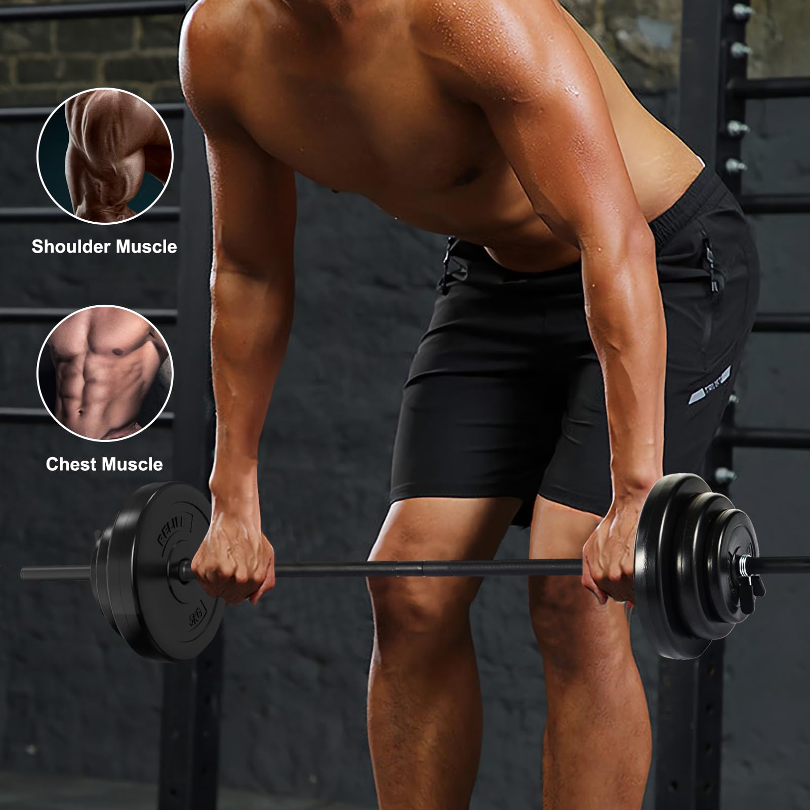 RELIFE REBUILD YOUR LIFE Barre Poids Haltères Disques Réglables Musculation haltérophilie Olympic Barbell Set Complet Gym