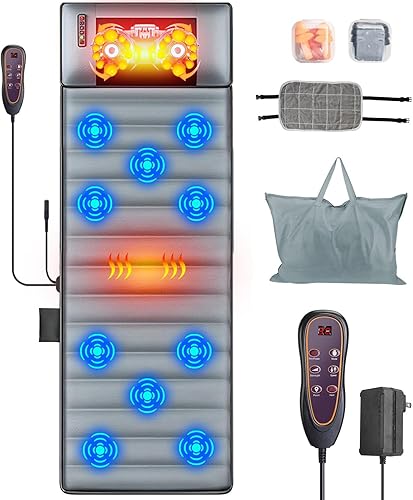 Miniatura 11 de Tapete de Masaje de Cuerpo Completo con Calor y Almohada de Masaje Shiatsu Movible para Cuello y Espalda, Almohadilla de Masaje con Almohada