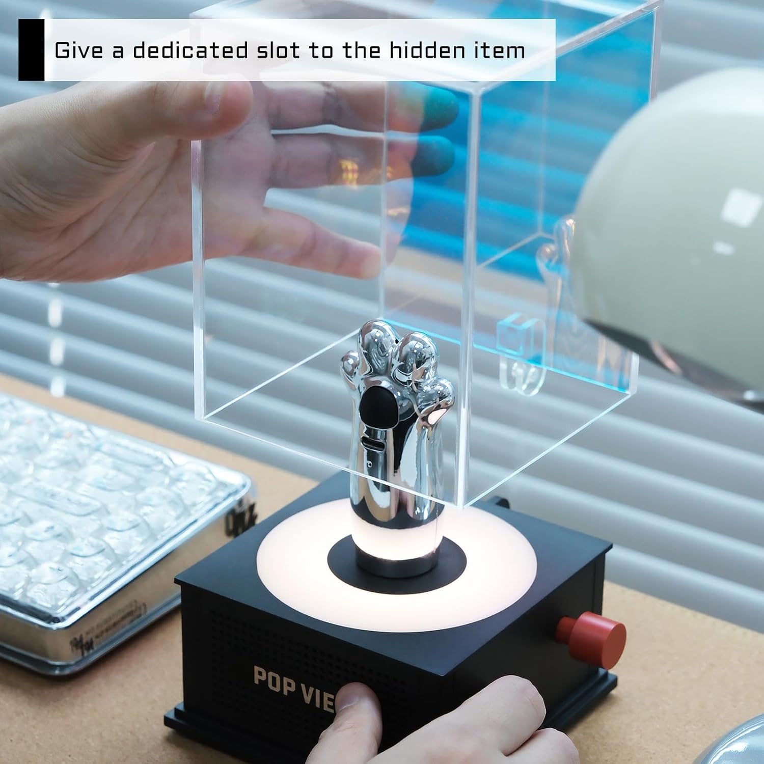 RGB Lighted Display Box Shelf for Collectibles with Music Player Gift Bluetooth Color Changing LED Rotating White Noise Acrylic Collectible Cases Dustproof Clear Organizer