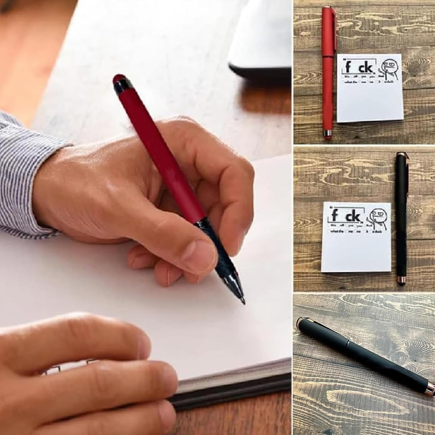 2PCS Fresh Outta Pad and Pen,Funny Sticky Notes and Pen,Snarky Novelty Fresh Outta Pen Set,Sassy Funny Desk Accessory Gifts for Friends, Co-Workers (Red+Black) image 2