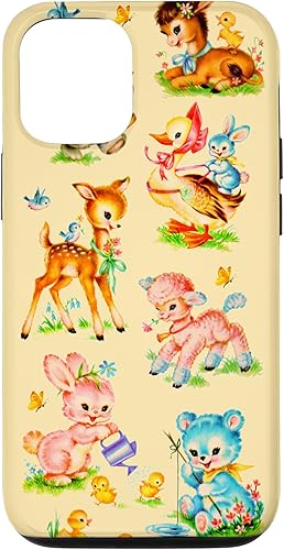 iPhone 14 Vintage Baby Animals Nursery Animals 50's Retro Amarillo Case