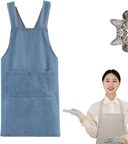 Delantal para adultos, delantal de algodón ligero con bolsillo frontal, ideal para uso diario, delantales con espalda cruzada para mujeres y hombres