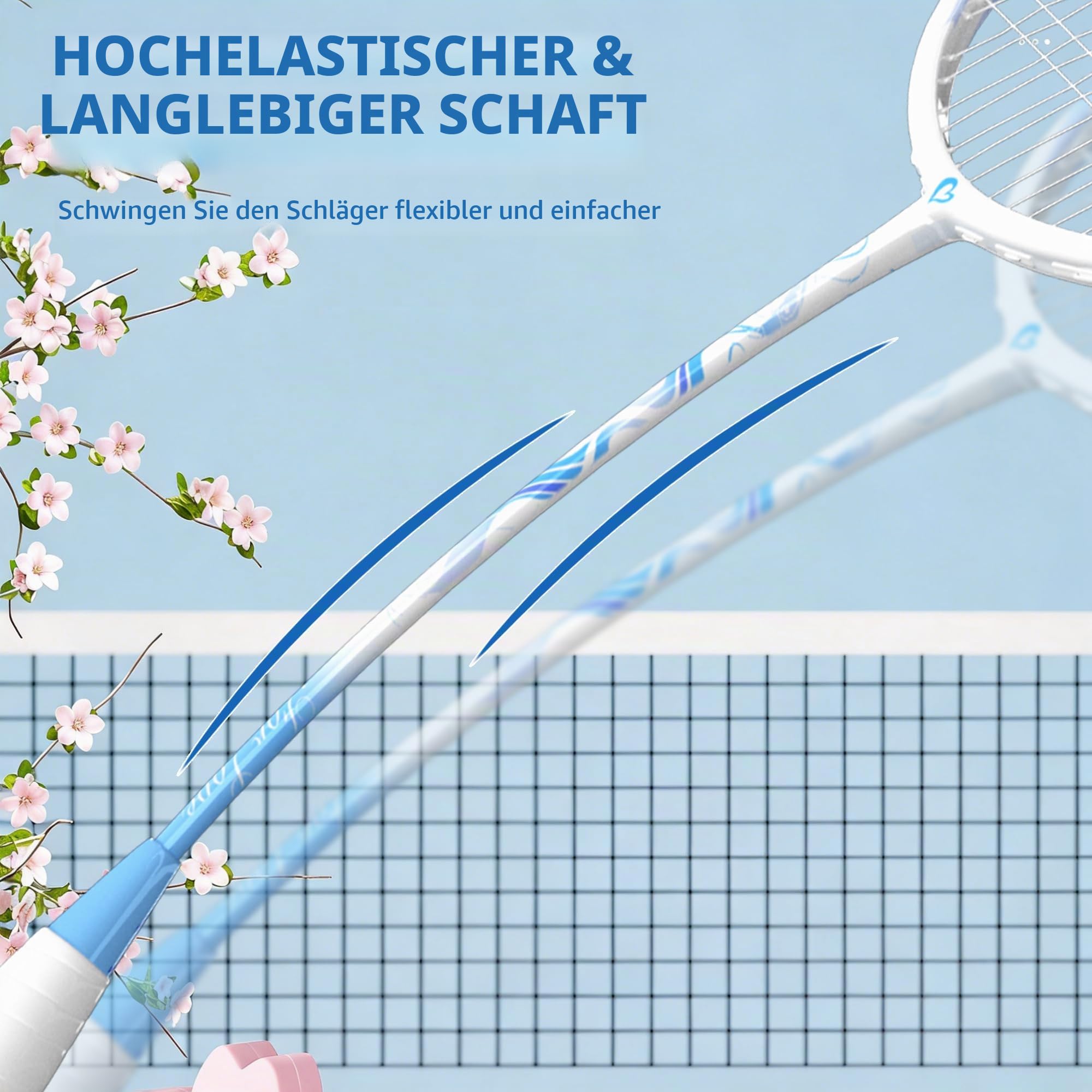 Senston Badminton Schläger Set Herzdesign für Paare Freizeit Training | Herzförmiges Design, Kohlefaser Schaft, Eingebautes T-Stück, Stabil, Komplettes Set, Mit Tasche, Für Paare, Freizeit Training