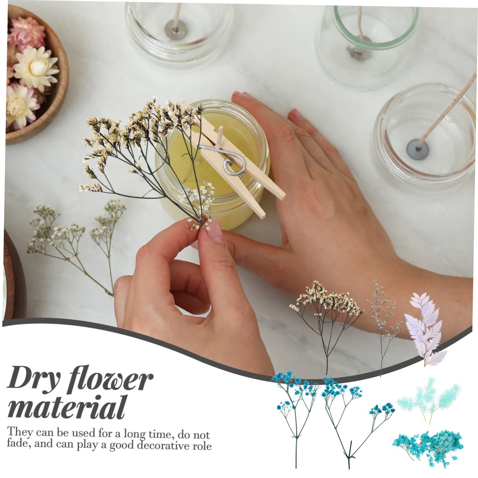 Abaodam Lot De 4 Fleurs Séchées Naturelles pour Projets Artisanaux Accessoires De Décoration Séchée Faits À La Main
