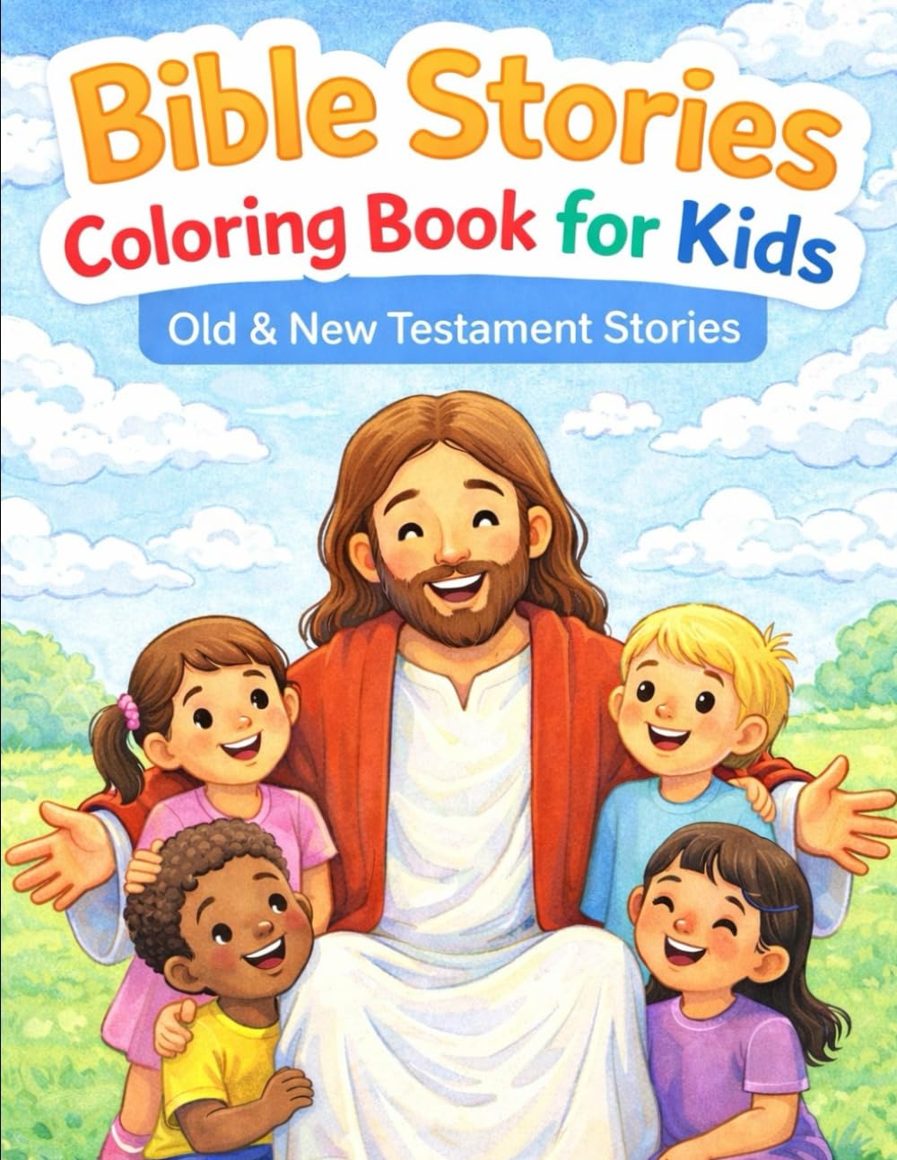 Bible Stories Coloring Book for Kids: Old & New Testament Stories with Coloring Pages and Simple Lessons