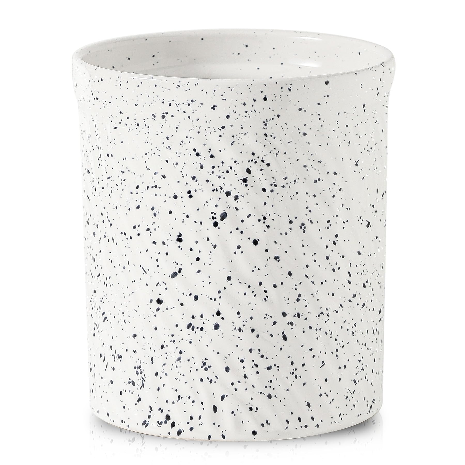 KOOVCooking Utensil Holder, Large Ceramic Utensil Crock, Deep and Stable, Utensil Caddy for Countertop, Splash Series (Splashed White)