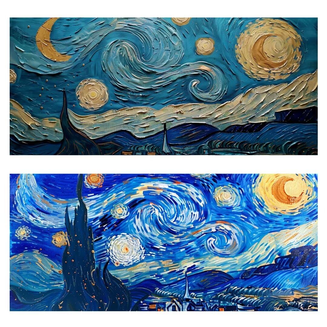 2 Pezzi notte stellata Pittura Diamante, 5D Diamond Painting astratto, 40x90cm Diamond Painting Grandi Dimensioni, Strass Ricamo a Punto Croce Kit Diamond Painting per Decorazioni Natalizie Casa G-1