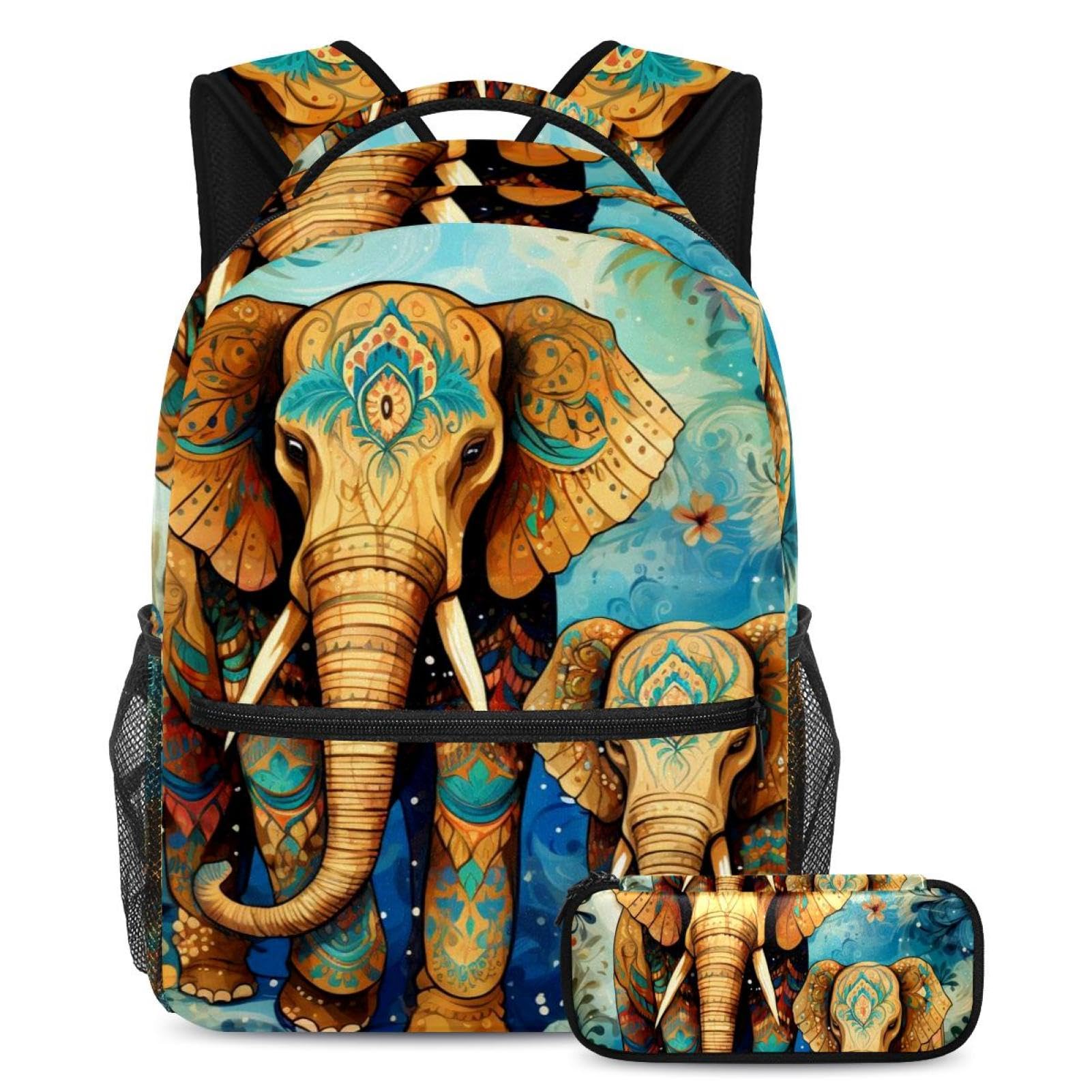 Sac à dos éléphant coloré ado fille garçon avec trousse