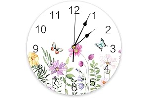 Wildflower Blossom Butterfly Wall Clock - Vibrant Spring Hues