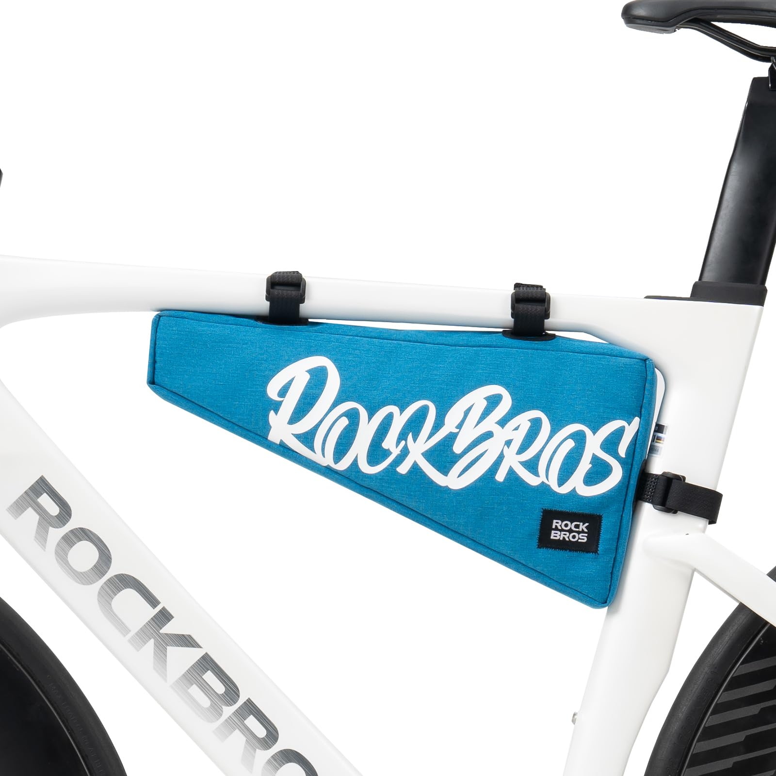 ROCKBROS Bicycle Frame Bag 1.9 L Bicycle Bag Top Tube Pack for Gravel MTB E-Bike and Road Bike with Strap Fastener, Triangular Pouch for Down Tube Blue