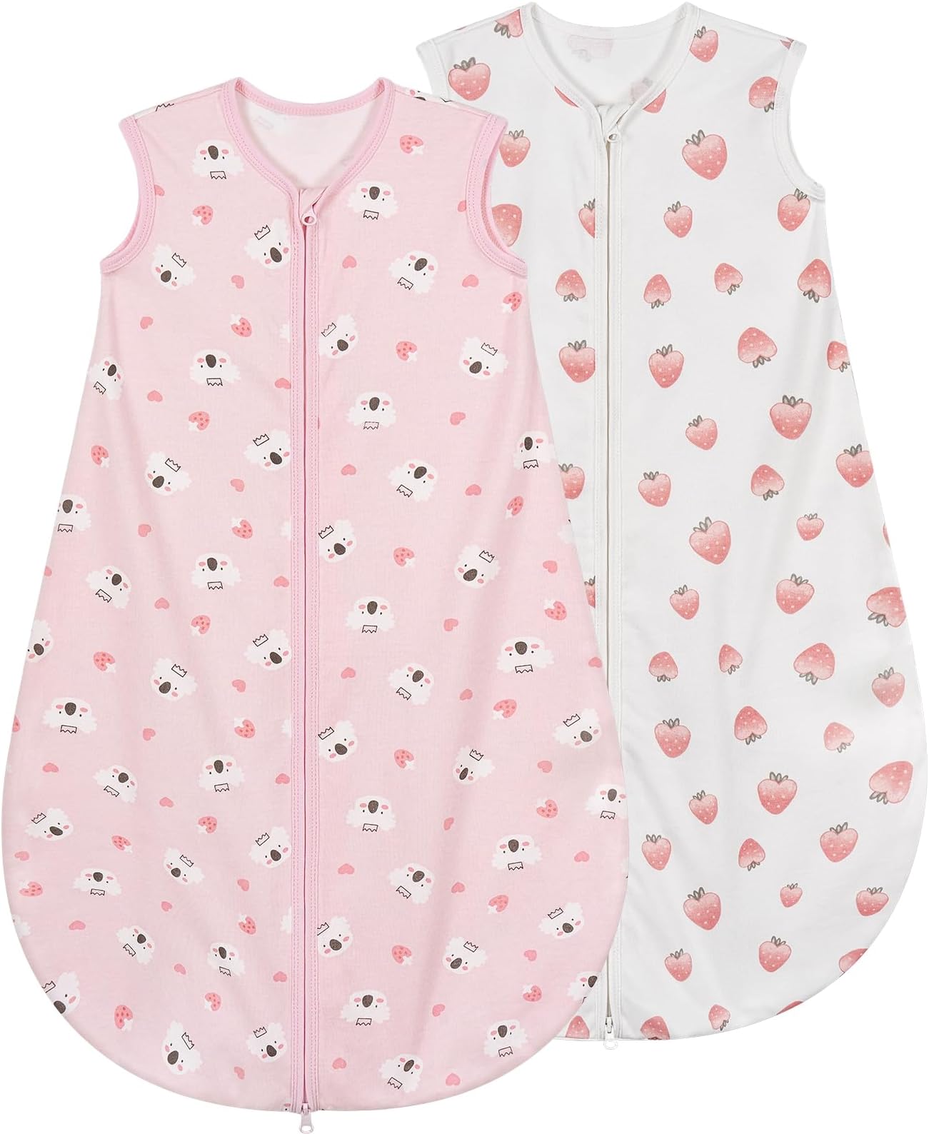 Baby Sleeping Bag 0.5 Tog 100% Cotton Lightweight and Breathable Summer Sleeping Bag for Baby Newborn 0-6 Months 2 Pack Pink Berry