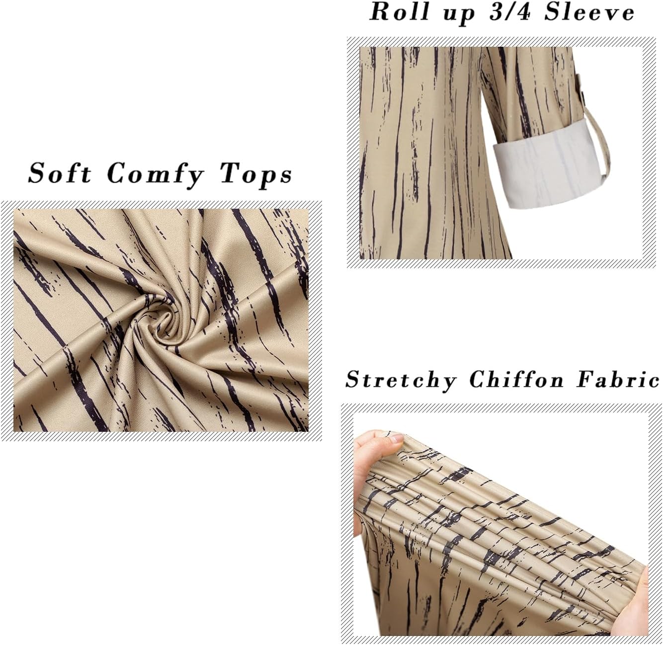 Ninedaily Womens Tops Dressy Casual 3/4 Sleeve V Neck Chiffon Shirt Work Blouses - Image 4