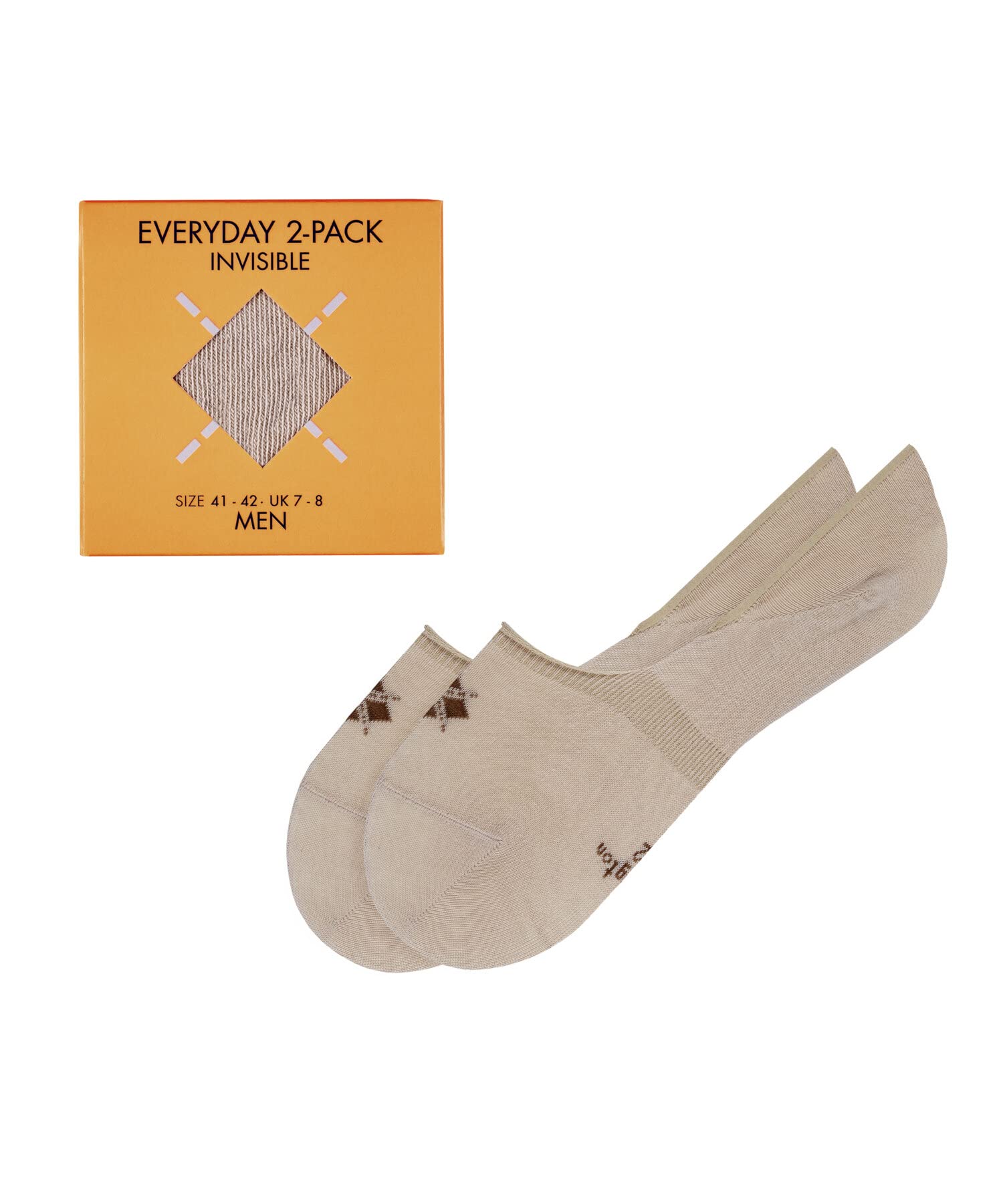 Burlington Men's Everyday Box Multipack M In Cotton No-Show Plain 2 Pairs Liner Socks, Beige Gravel 4840, 5.5-6.5