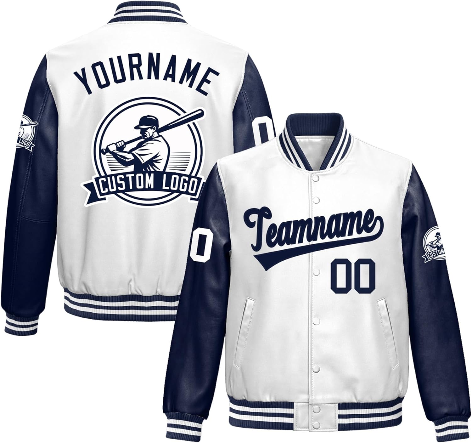KXK Custom Full Leather Varsity Jacket for Men Women Youth – Personalized Stitched Name & Number, Classic Letterman Jacket