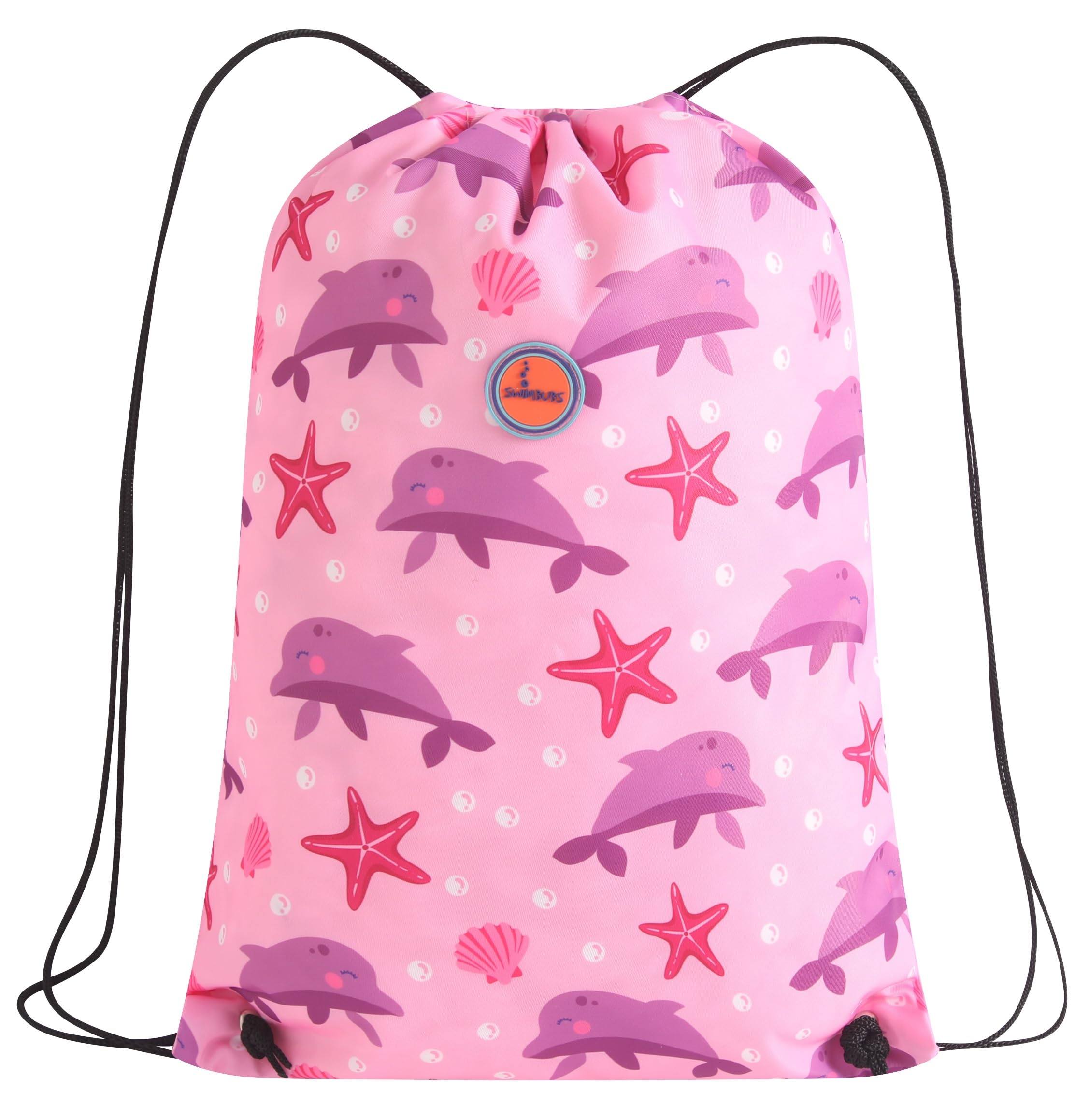 Swimbubs Kids PE Bag Drawstring Backpack – Baby & Toddler Swimming Bag for School, Sports & Swimming Lessons, Water-Resistant Gym Sack 40 x 30 cm (Pink Dolphin) - 2