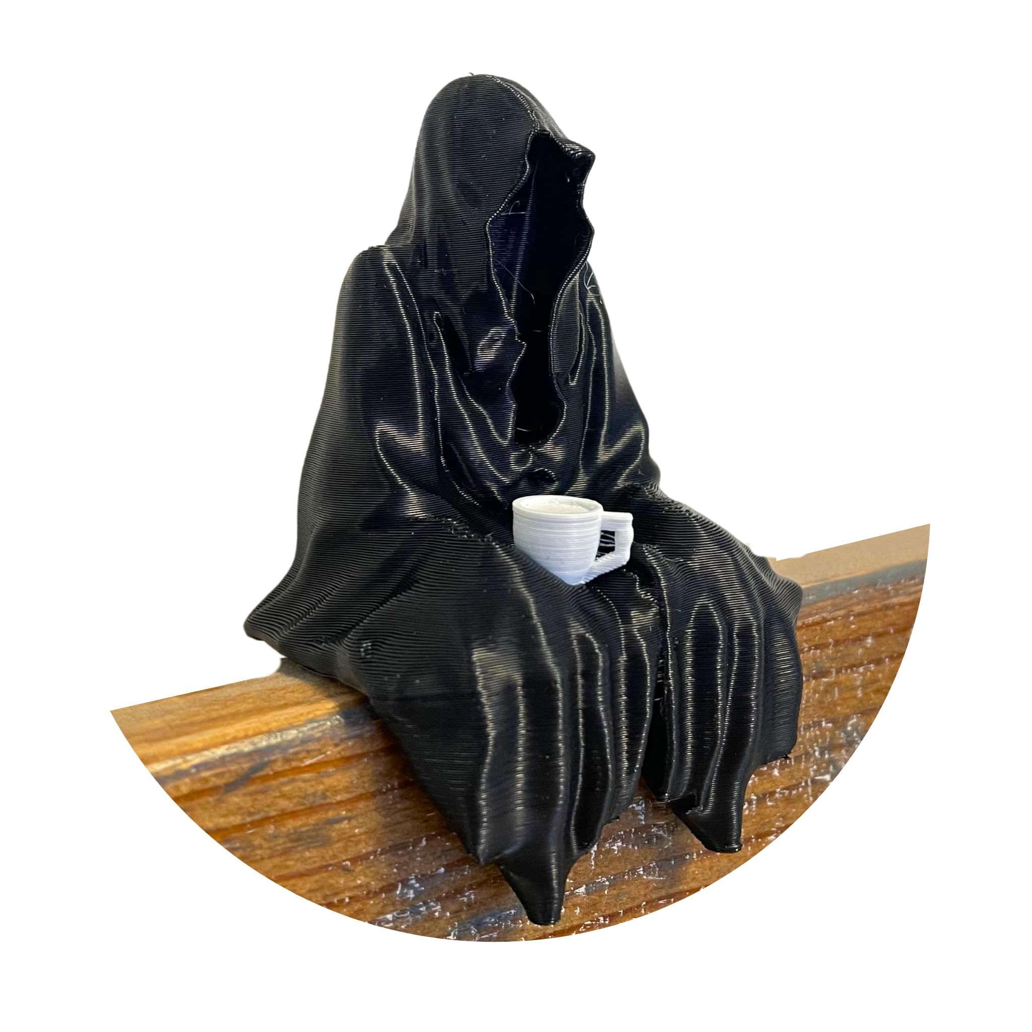Amazon.com: Sitting Hooded Ghost Figurine With Coffee Cup Tea Cup