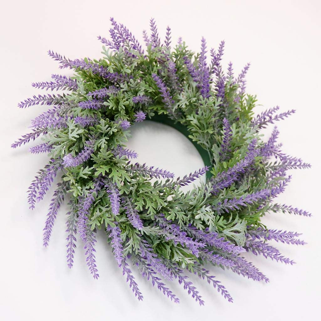 Couronne De Porte Lavande Artificielle - Fleurs Pivoines, Anneau Métal 42 Cm, Décoration Murale Pour Mariage, Pâques Ou Toute L'année - 6