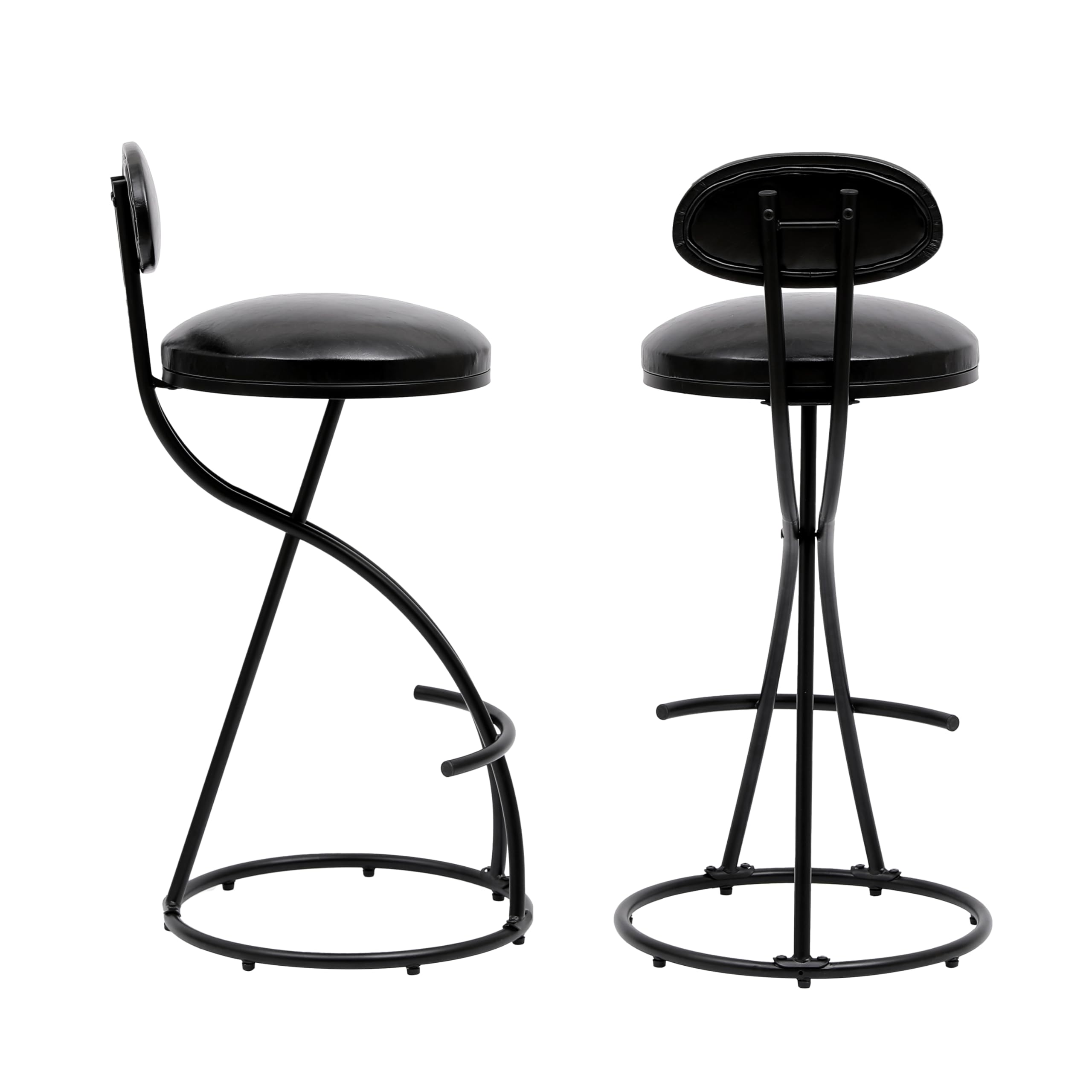 Black Barstools Counter Stools Set of 2, Kitchen Island Stool for Counter Height & Bar Height, Kitchen Dining Cafe Chair Modern Design for Kitchen and Restaurant