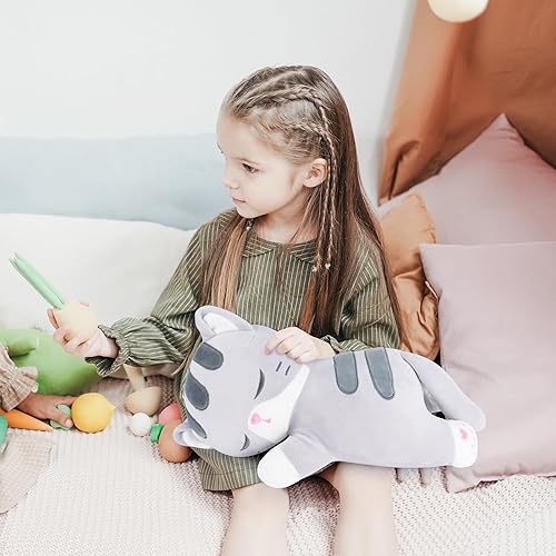 Miniatura 3 de Achwishap Peluche de gato, almohada de felpa de gato, almohada suave de peluche kawaii para abrazar, lindos juguetes de peluche para niños y