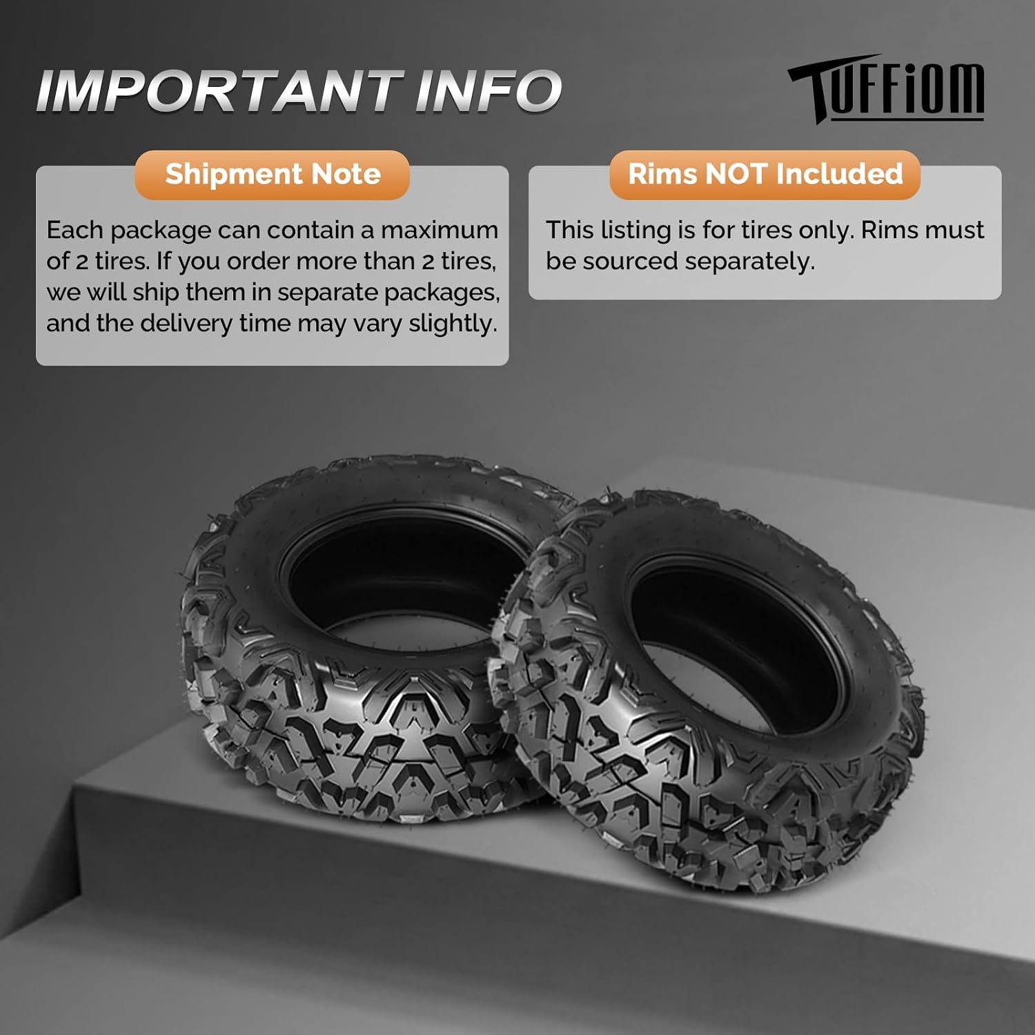 TUFFIOM 22x10-10 ATV Tires Set of 2 for All Terrains, Mud Sand Off-road ATV UTV Tire for Trail Vehicles, 4 PR, Deep Tread, Tubeless