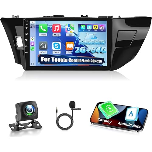 [2+64G] NHOPEEW for Toyota Corolla Levin Car Radio 2014-2017 with Wireless Carplay and Android Auto - 10.1 Inch Touchscreen Android Car Stereo - DSP/WiFi/GPS/SWC/Bluetooth + AHD Backup Camera
