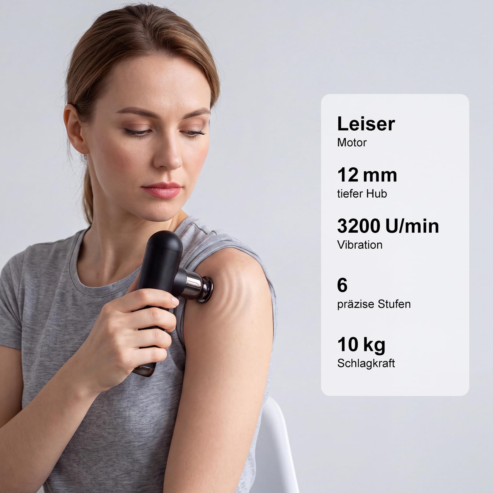 Mini Massagepistole mit Wärmefunktion, 12mm Hub, 420g