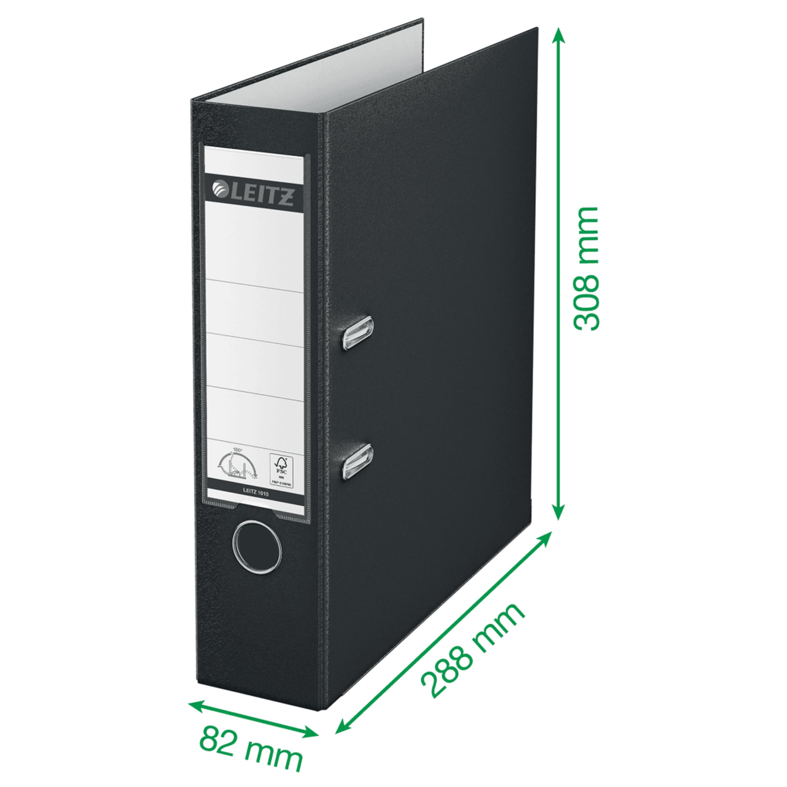 Leitz - 10 Raccoglitori a leva A4 per ufficio, Registratore con meccanismo a leva apertura a 180°, Portaetichette sostituibile, Capacità 600 fogli A4, 10101035, Blu