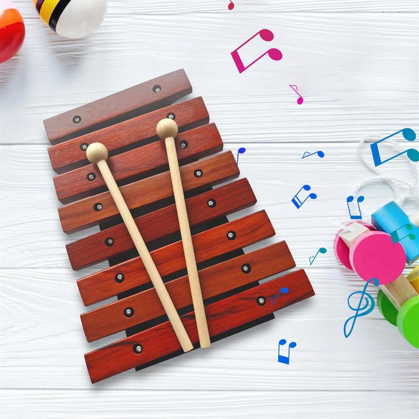 Instruments De Musique En Xylophone Xylophone En Bois À 8 Notes Maillets Pour Instruments De Musique Petit Xylophone En Bois De Bouleau Et De Pin Parfait Pour Les Débutants