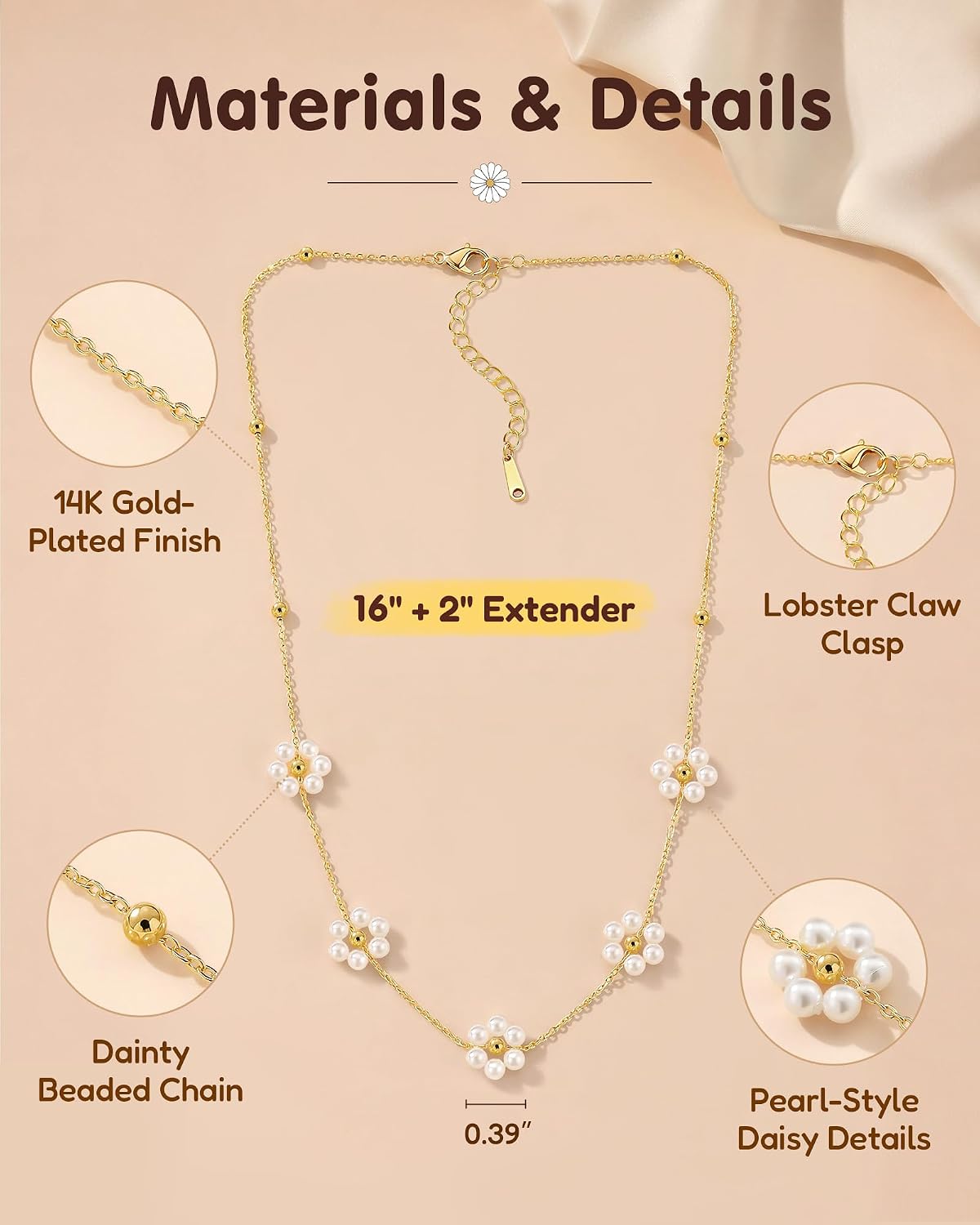 Eryuor Keep Blooming, Daisy Necklace Birthday Gifts for 9-12 Year Old Girls