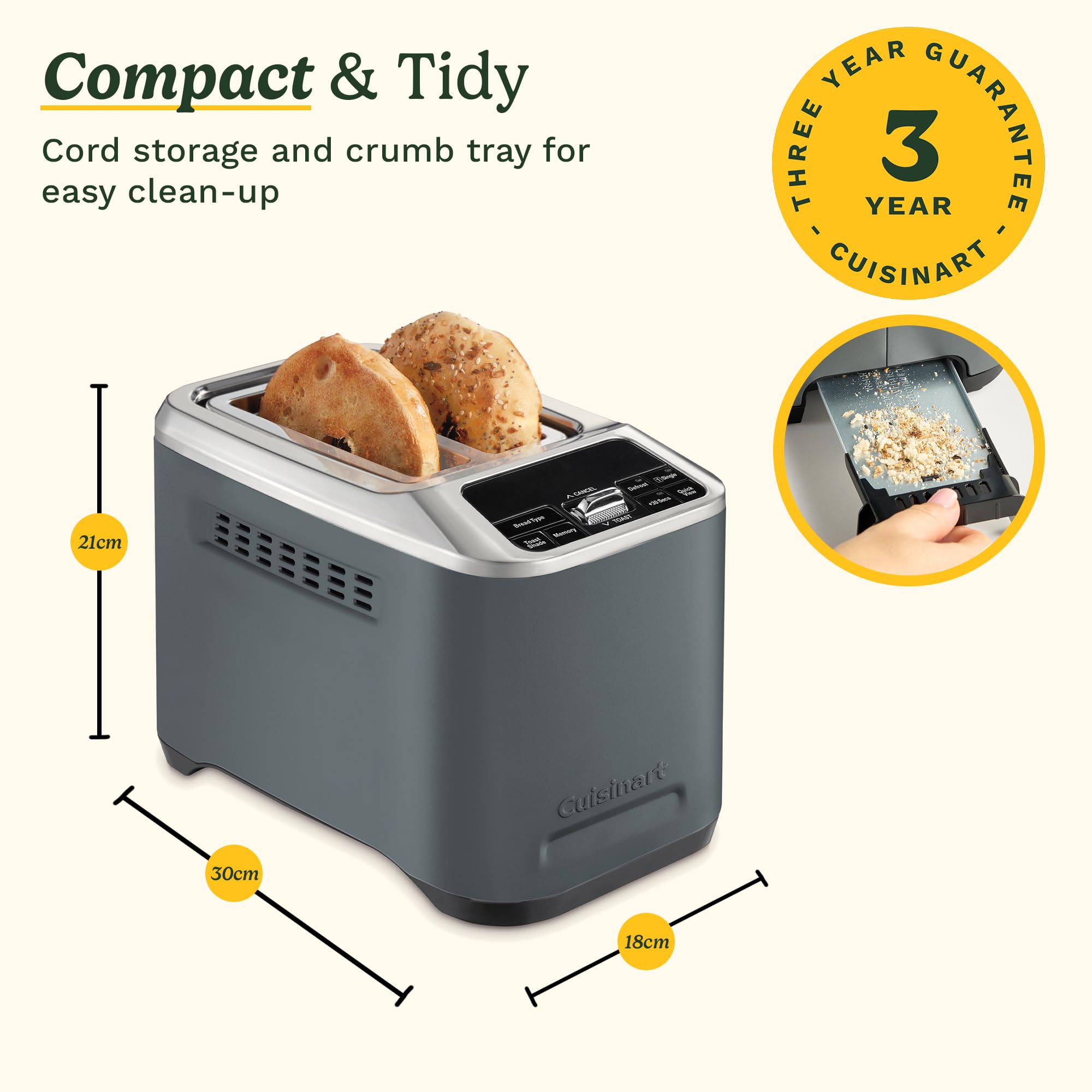 Cuisinart Smart Elite - Tostadora de 2 rebanadas | Ranuras extralargas para pan artesanal | Guarda tus preferencias de tostadas | Vista rápida de elevación alta | Funciones de bagel, rebanada única y