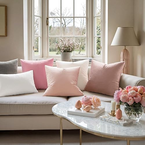 Miniatura 6 de EMEMA Paquete de 2 fundas de almohada de terciopelo, fundas de almohada cuadradas decorativas, suaves y sólidas, para sofá, dormitorio, automóvil,