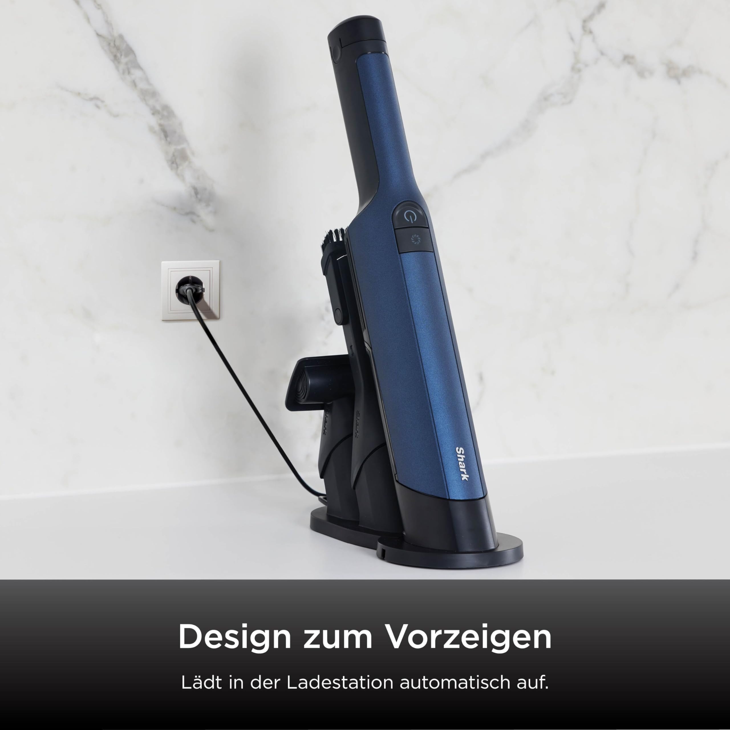 Shark WandVac 2.0 kabelloser Mini-Handstaubsauger, klein und leicht, leistungsstarker Akku-Handstaubsauger mit Staubpinsel/Fugendüse und Multi-Oberflächen-Aufsatz, Ladestation, Blau WV270EU