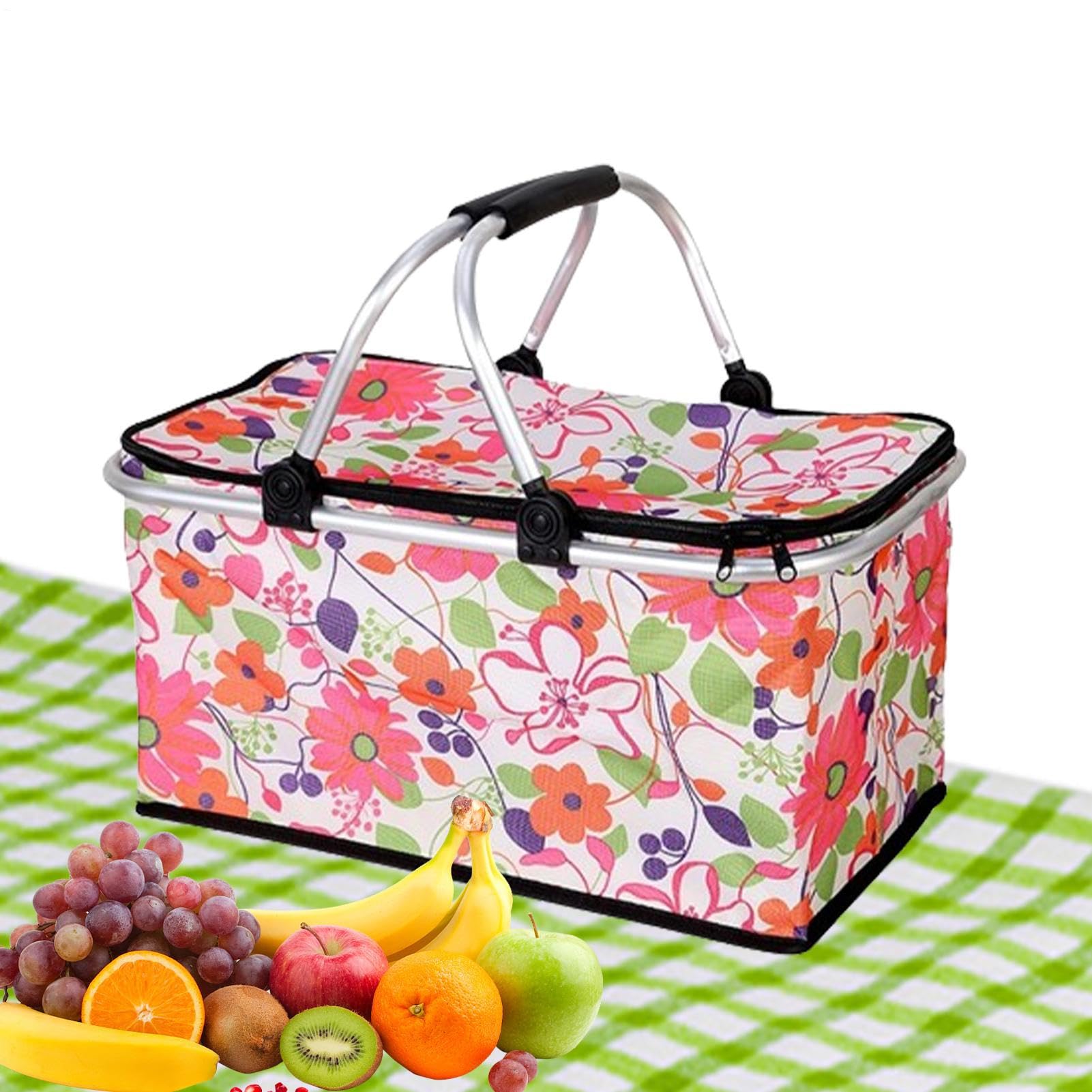 Basket for Picnic | Portable 30L Picnic Box Cooler - Oxford Cloth Picnic Bag with Handle, Empty Camping Basket for Outdoor Hiking Camping Picnic