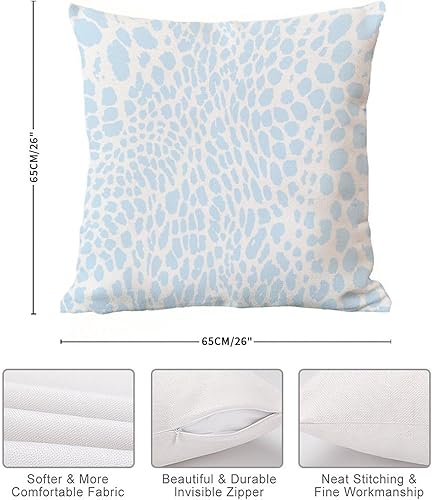 Miniatura 7 de Funda de almohada con estampado de leopardo azul claro, funda de almohada asiática con estampado de guepardo, 26 x 26 pulgadas, color azul claro,