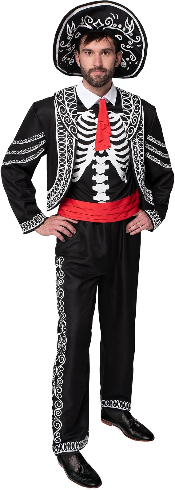 Spooktacular Creations Halloween Adult Men Day of the Dead Costume, Mariachi Jacket with Charro Hat, Adult Halloween Costumes