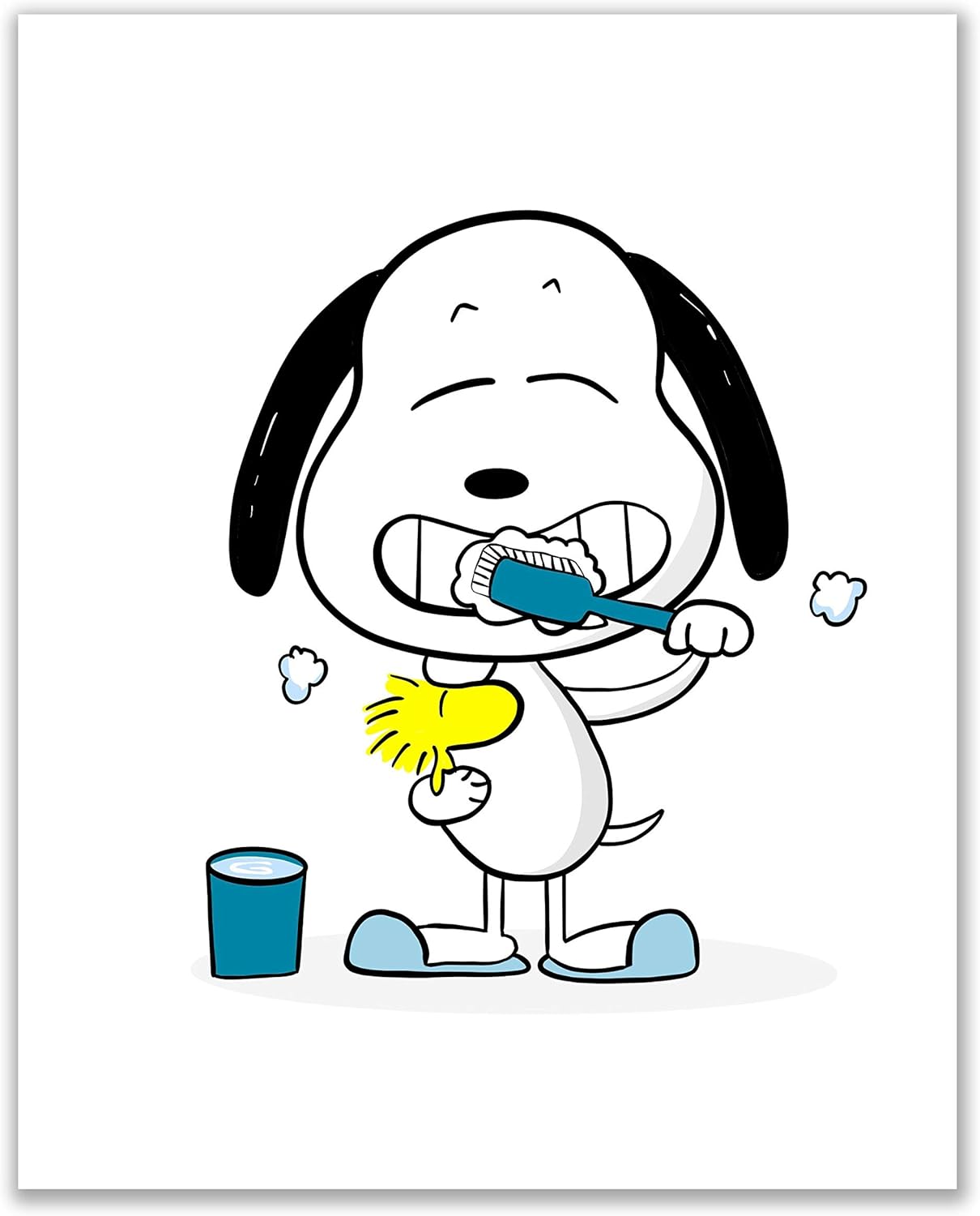 Amazon スヌーピーとウッドストック バスルームプリント 4枚セット 8インチ X 10インチ 愛らしい子供用ウォールアート ウォールステッカー オンライン通販